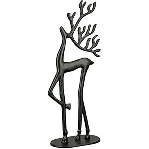 Casablanca Decoratief figuur sculptuur rendier van aluminium - zwarte advent- kerstdecoratie XL - hoogte 37,5 cm