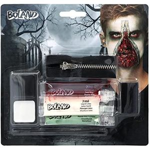 Boland 45095 Make-upset zombie-ritssluiting, meerdelige make-upset voor carnaval of Halloween, make-up voor carnavalskostuums