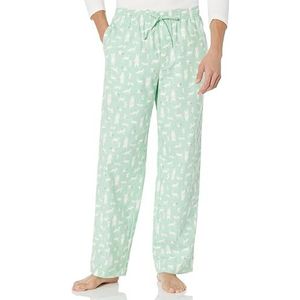 Amazon Essentials Men's Flanellen pyjamabroek (verkrijgbaar in grote en lange maten), Mintgroen Bosdieren, XS