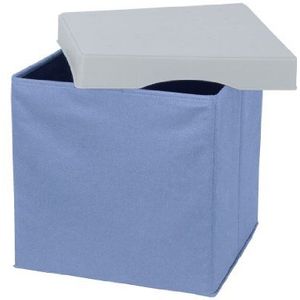 Wenko 2770014100 opbergbox Concept XL - zitblok, opvouwbaar, polyester, kunststof, 33 x 32 x 33 cm, blauw-grijs