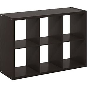 Furinno Kubus Open rug Decoratieve Cube Storage Organizer, 6-Cube, Donker Eiken