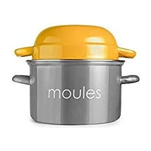 IBILI Mosselpan, perzikkleurig, geëmailleerd staal, geschikt voor inductie, grijs/geel, 18cm