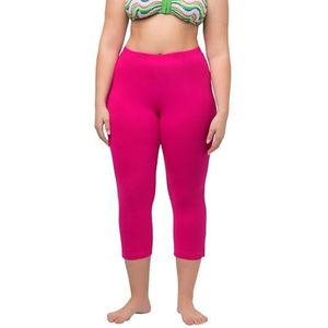 Ulla Popken Dames grote maten plus size capribroek, 7/8-lengte, elastische band, tot maat 66/68 fuchsia roze 66+ 574952810-66+, fuchsiapink, 61W / 32L