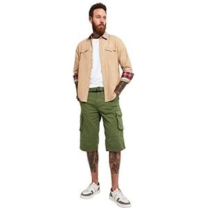 Joe Browns Heren Multi Pocket Kalflengte riem casual Cargo Shorts, groen, 34 taille, Kaki, 34W