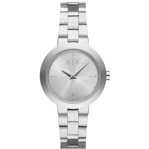 Armani Exchange Dames Analoge Quartz Horloge Met Roestvrij Stalen Band AX5170, Zilver