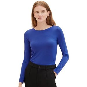 TOM TAILOR T-shirt met lange mouwen voor dames, 25386 - Crest Blauw, XS