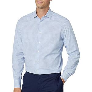 Hackett London Heren Melange City Check hemd, blauw (blauw/grijs), L, blauw (blauw/grijs)., L