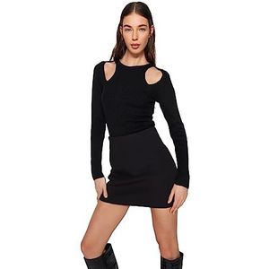 Trendyol FeMan Slim fit Basic Crew Neck Knitwear Trui, Zwart, S, Zwart, S