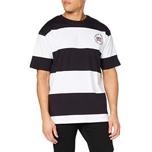 New Era Heren Ne oversized Stripe Tee T-shirt met korte mouwen, wit, XS-S