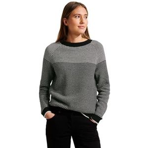 Cecil Two Tone Structured Pullover, zwart, L