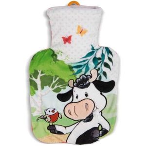 Warmwaterkruik koe Cowluna 500 ml kleurrijk - Duurzame knuffel warmwaterkruik - Zacht warm dier vanaf 10 maanden - Warmwaterkruikdier - Pluchen bedfles met dier