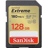 SanDisk Extreme 128 GB SDXC UHS-I-Kaart (RescuePRO Deluxe Software, Leessnelheden Tot 180 MB/s, 4K UHD, Class 10, UHS-I, U3, V30, 30 Jaar Garantie) Goud