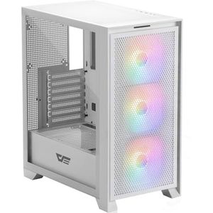 darkFlash ATX Mid-Tower Gaming PC Case, Pre-Installed 3x120mm Fix RGB Fans, with Removable Large Mesh Front Panel, USB3.0 Ready, Tempered Glass Side Panel Airflow Computer Case, White(DRX70)
