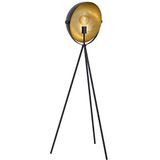 EGLO Darnius Staande lamp, 1 lichtpunt, industrieel, vintage, modern, staande lamp van staal, woonkamerlamp in zwart en goud, lamp met voetschakelaar,