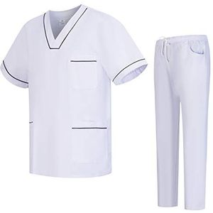Misemiya - Uniformenset, uniseks, blouse, medisch uniform met bovendeel en broek, Ref.6601-6602, zwart, 22, XXL