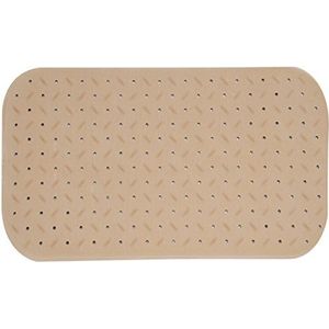 MSV Douche/bad anti-slip mat badkamer - rubber - beige - 36 x 65 cm - met zuignappen