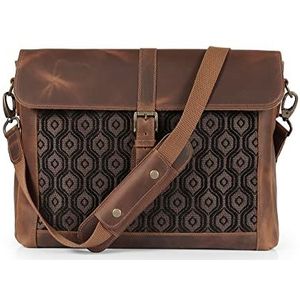 LONDO Top Grain Leather Zion Messenger Bag, Laptoptas, reistas voor werk, kantoor, school (lichtbruin, 15 inch)
