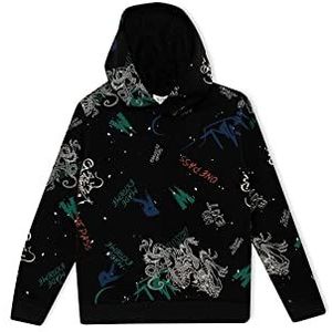 DeFacto Sweatshirt met capuchon voor jongens, zwart, 10-11 Jaar
