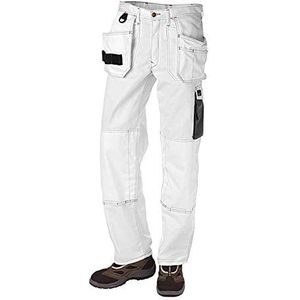 J.A.K. 920404116 Serie 9204 65% polyester/35% katoen taillebroek met hangzakken, wit/grijs, 64 R (46/32) maat