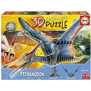 Educa - 3D-puzzel Pteranodon. Creature puzzel, monteer je eigen dinosaurus en hang hem aan het plafond, 43 stukjes gerecycled dik karton, fotorealistische afbeeldingen, vanaf 5 jaar (19689)