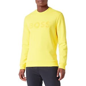 BOSS Heren Salbo 1 sweatshirt van katoenmix met driedimensionaal geborduurd logo, Bright Yellow739, XS