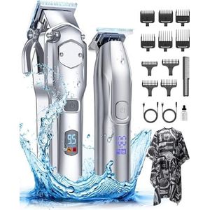 Romanda Barbers Tondeuseset en T-mestrimmer voor mannen, professionele tondeuseset met IPX7 waterdicht en led-display, overgangstondeuse