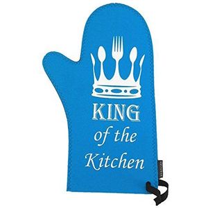 Invotis Ovenhandschoen ovenhandschoen King of the Kitchen blauw
