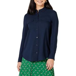 Amazon Essentials Dames Georgette shirt met lange mouwen en relaxed-fit zakken, marineblauw, medium
