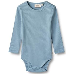 Wheat Unisex Baby Rib Body Lange Mouw Spencer GOTS Gecertificeerd Duurzaam Peuter Pyjama, blauw (1043), 80