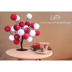 LED-boom met katoenen bollen, binnen - lichtboom ""La vie en rose