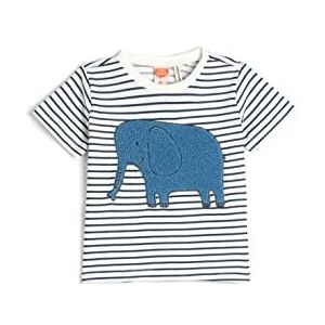 Koton Babyboys Elephant Applique Detail Short Sleeve Crew Neck Katoenen T-shirt, Marine Stripe (01m), 2-3 Jaar