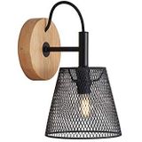 Briloner Leuchten - Spotlamp, wandspot, wandlamp retro, vintage, roosterlook, 1x E14, metaal hout, zwart hout, 125x185mm (DxA)