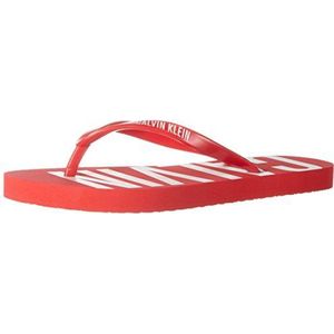 Calvin Klein dames ff sandaal teenslippers, rood Fiery Red 602, Medium