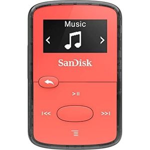 SanDisk Clip Jam MP3-Speler 8 GB (Persoonlijke Muziekspeler, Geïntegreerde MicroSD-Kaartsleuf, Scherm Van 1 Inch, Batterij Tot 18 Uur, 2 Jaar Garantie) Red