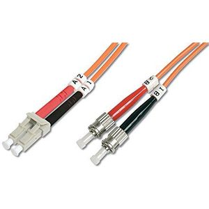 DIGITUS DK-2531-01 – Glasvezelkabel OM2 – 1 m – LC naar ST – Duplex Glasvezelkabel – 1 Gbit/s – MM Multimode Glasvezel LAN-Kabel – Vezeltype: 50/125 µ – Oranje (Orange)