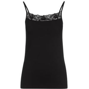 Trigema Onderhemd met spaghettibandjes voor dames met kant, zwart, XL