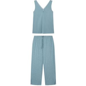 women'secret Pyjama Capri bloemen blauw, Medium Blauw, XXL