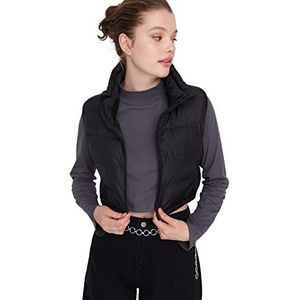 Trendyol Dames reverskraag Plain Regular Vest Sweater, Zwart, S, Zwart, S