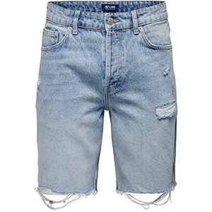 ONLY & SONS jeansshorts voor heren, blauw (light blue denim), XL