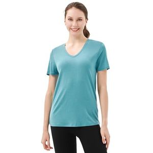Merino Protect 100% Merinowol Dames V-hals T-shirt Korte Mouwen Geurwerend Geschikt Voor Outdoor Wandelen