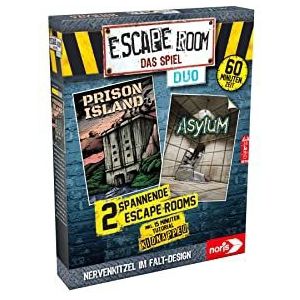 Noris 606101838 - Escape Room DUO, gezins- en gezelschapsspel voor volwassenen, incl. 2 gevallen en Promo Fall met nieuw vouwmechanisme, vanaf 16 jaar