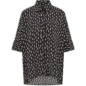 NALLY Dameshemd 31226336-NA02, ZWART WOLLWIT, L, zwart, wolwit., L