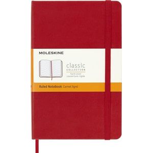 Moleskine Classic Ruled Paper Notebook, Hard Cover and Elastic Closure Journal, Color Scarlet Red, Size Medium 11.5 x 18 cm, 208 Pages