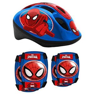 STAMP - Helm met instelbare taille-instellingen + elleboog en kniebeschermers - SPIDERMAN