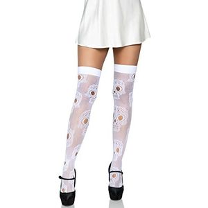 Leg Avenue Dames Sugar Skull Net Dijen Hoge Panty, Wit, One Size