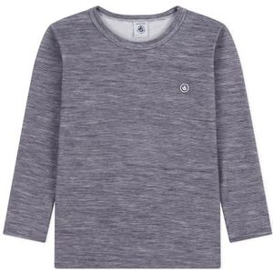 Petit Bateau T-shirt voor kinderen, van wol en katoen, lange mouwen, gestreept, Avond/Marshmallow, 24 Maanden