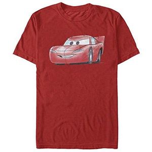 Pixar Unisex Cars 1-2-McQueen Schets Organic Short Sleeve T-Shirt, Rood, XXL, rood, XXL