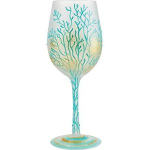 Enesco Designs by Lolita Under The Sea handgeschilderde ambachtelijke wijnglas, 15 oz, Multi kleuren