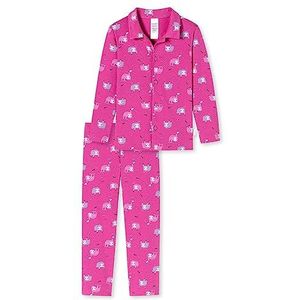 Schiesser Meisjespyjama lang – eenhoorn, sterren, stippen, bosmotieven en heksen – organisch katoenen pyjamaset, roze I, 104 cm