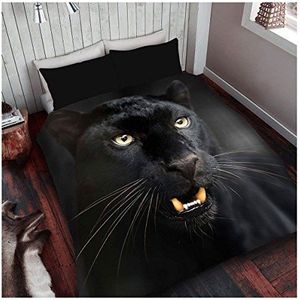 Gaveno Cavailia - Leeuwen-beddengoedset met dekbedovertrek en kussensloop, 3D-wilde dieren, van polyester, meerkleurig, voor eenpersoonsbed, zwart, tweepersoonsbed